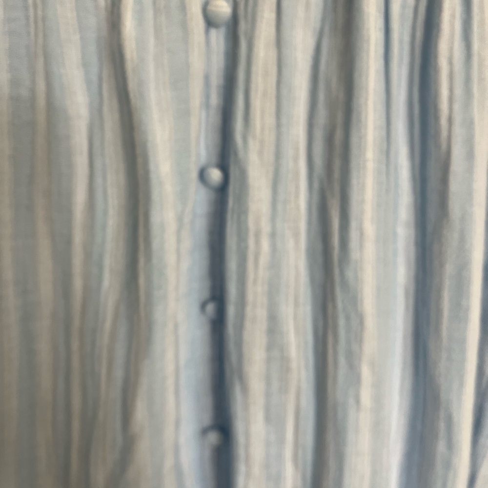NWOT beautiful blue/white stripe dress. Button details on front. Elastic waist.